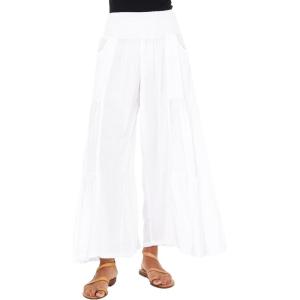 imageBack From Bali Womens Boho Ruffle Wide Leg High Waist Palazzo Pants with PocketsWhite