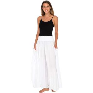 imageBack From Bali Womens Boho Wide Leg Palazzo Pants Smocked Waist Harem Lounge Loose Summer Beach PantsWhite
