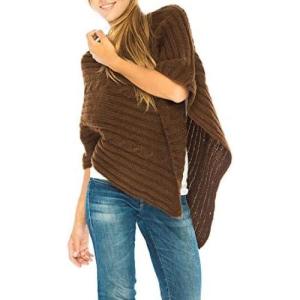 imageBack From Bali Womens Cable Knit Poncho Sweater Cape Boho Soft CasualBrown