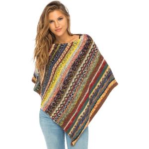 imageBack From Bali Womens Colorful Knit Poncho Sweater Cape Soft Striped Boho Tunic ShawlMulticolored