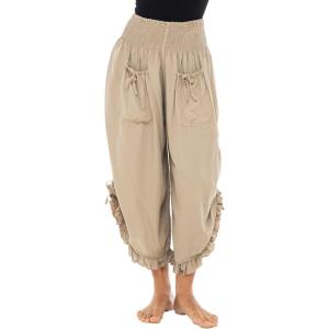 imageBack From Bali Womens Cropped Wide Leg Pants Trouser Comfort Solid Elastic Waist S4XLBeige