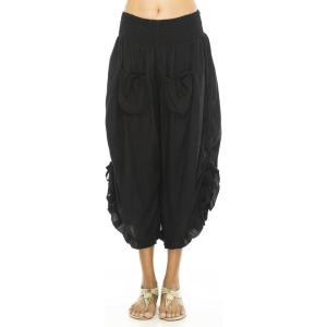 imageBack From Bali Womens Cropped Wide Leg Pants Trouser Comfort Solid Elastic Waist S4XLBlack