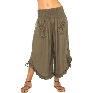 imageBack From Bali Womens Cropped Wide Leg Pants Trouser Comfort Solid Elastic Waist S4XLOlive
