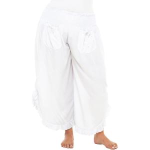 imageBack From Bali Womens Cropped Wide Leg Pants Trouser Comfort Solid Elastic Waist S4XLWhite