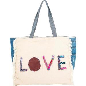 imageBack From Bali Womens Denim Love Tote Bag Classic Lightweight Shoulder Boho Purse Handbag