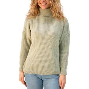 imageBack From Bali Womens High Turtleneck Sweater Oversized Slouchy Drop Shoulder Long SleevesSage
