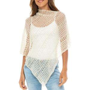 imageBack From Bali Womens Lightweight Knit Poncho Sweater Sheer Pullover Shrug Shawl Summer Cover UpBeige