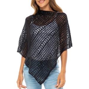 imageBack From Bali Womens Lightweight Knit Poncho Sweater Sheer Pullover Shrug Shawl Summer Cover UpBlack