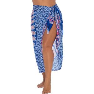 imageBack From Bali Womens Plus Size Sarong Swimsuit Cover Up Peacock Beach Wear Bikini Wrap Skirt with Coconut ClipBlue Pink