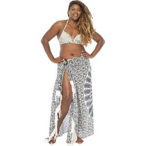 imageBack From Bali Womens Plus Size Sarong Swimsuit Cover Up Peacock Beach Wear Bikini Wrap Skirt with Coconut ClipWhite Black