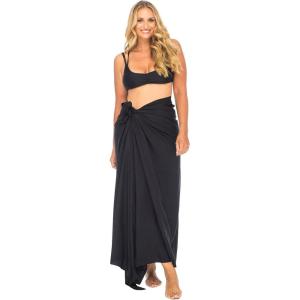 imageBack From Bali Womens Plus Size Sarong Swimsuit Cover Up Solid Beach Wear Bikini Wrap Skirt with Coconut ClipBlack