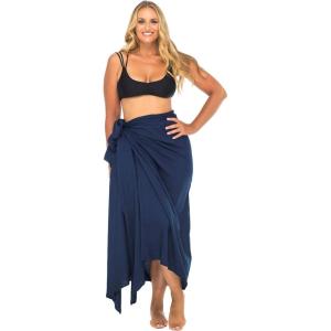 imageBack From Bali Womens Plus Size Sarong Swimsuit Cover Up Solid Beach Wear Bikini Wrap Skirt with Coconut ClipNavy
