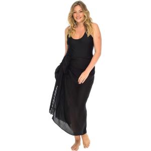 imageBack From Bali Womens Plus Size Sarong Wrap Solid Swimsuit Cover Up Pareo Bathing Suit Beach Skirt Coconut ClipBlack