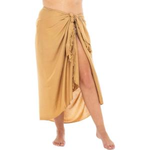imageBack From Bali Womens Plus Size Sarong Wrap Solid Swimsuit Cover Up Pareo Bathing Suit Beach Skirt Coconut ClipMocha