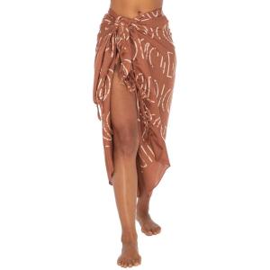 imageBack From Bali Womens Print Sarong Coverup Swimsuit Pareo with Boho Fringe ampamp Coconut Clip  Wrap Skirt or Beach ShawlBrick
