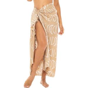 imageBack From Bali Womens Print Sarong Coverup Swimsuit Pareo with Boho Fringe ampamp Coconut Clip  Wrap Skirt or Beach ShawlMocha