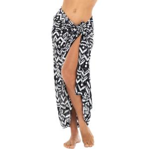 imageBack From Bali Womens Print Sarong Wrap Swimsuit Beach Pareo Skirt Cover Up with Coconut ClipAbstract Black