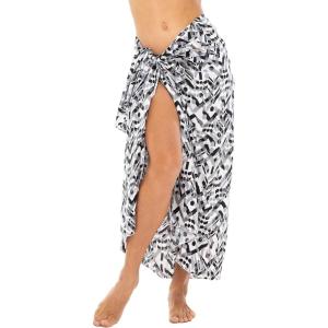 imageBack From Bali Womens Print Sarong Wrap Swimsuit Beach Pareo Skirt Cover Up with Coconut ClipAbstract White