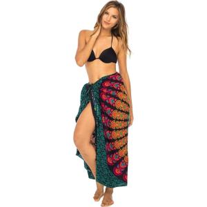 imageBack From Bali Womens Sarong Beach Swimsuit Bikini Cover up Wrap Peacock ampamp ClipBlack Colorful