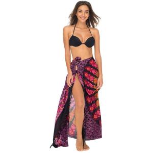 imageBack From Bali Womens Sarong Beach Swimsuit Bikini Cover up Wrap Peacock ampamp ClipBlack Pink