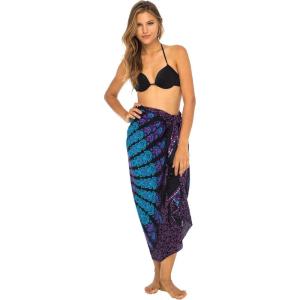 imageBack From Bali Womens Sarong Beach Swimsuit Bikini Cover up Wrap Peacock ampamp ClipBlack Purple