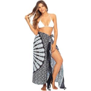 imageBack From Bali Womens Sarong Beach Swimsuit Bikini Cover up Wrap Peacock ampamp ClipBlack White