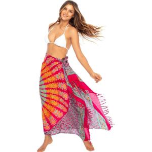imageBack From Bali Womens Sarong Beach Swimsuit Bikini Cover up Wrap Peacock ampamp ClipFuchsia Mint