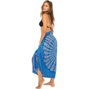 imageBack From Bali Womens Sarong Beach Swimsuit Bikini Cover up Wrap Peacock ampamp ClipGaza Blue