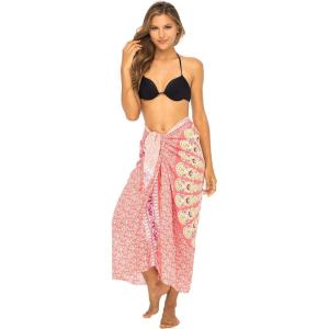 imageBack From Bali Womens Sarong Beach Swimsuit Bikini Cover up Wrap Peacock ampamp ClipGaza Peach
