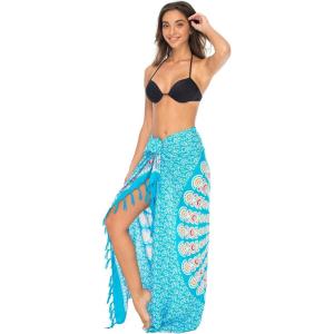 imageBack From Bali Womens Sarong Beach Swimsuit Bikini Cover up Wrap Peacock ampamp ClipTurquoise Fiesta