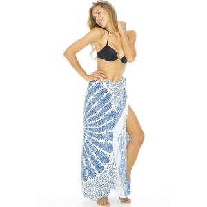imageBack From Bali Womens Sarong Beach Swimsuit Bikini Cover up Wrap Peacock ampamp ClipWhite Blue