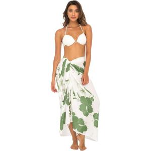 imageBack From Bali Womens Sarong Swimsuit Cover Up Floral Hibiscus Sequins Beach Wear Bikini Wrap Skirt with Coconut ClipGreen