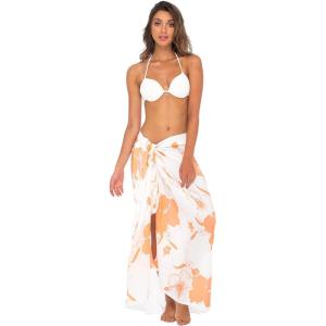 imageBack From Bali Womens Sarong Swimsuit Cover Up Floral Hibiscus Sequins Beach Wear Bikini Wrap Skirt with Coconut ClipPeach