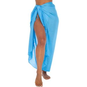 imageBack From Bali Womens Sarong Wrap Swimsuit Cover Up Solid Beach Pareo Bathing Suit Skirt Coconut Tie ClipAqua