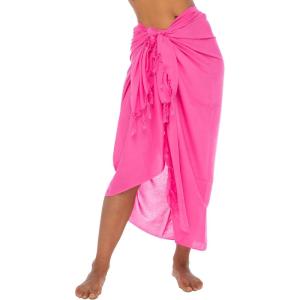 imageBack From Bali Womens Sarong Wrap Swimsuit Cover Up Solid Beach Pareo Bathing Suit Skirt Coconut Tie ClipPink