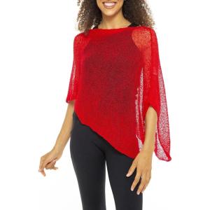 imageBack From Bali Womens Sheer Poncho Shrug Bolero Lightweight Summer Shrug Pullover SweaterFiesta Red