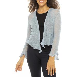 imageBack From Bali Womens Sheer Shrug Bolero Long Sleeves Cropped Cardigan Lite Bell SleevesGrey