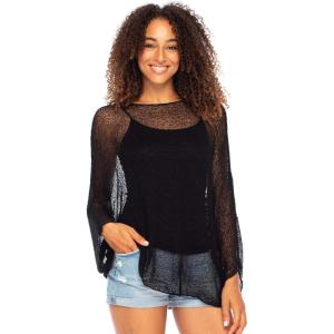 imageBack From Bali Womens Sheer Shrug Dressy Poncho Top Lightweight Mesh Knit Sweater Dolman SleevesBlack