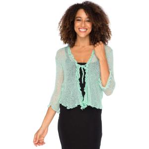 imageBack From Bali Womens Sheer Shrug Ruffle Cardigan Lightweight Sweater Bolero Arm CoverAqua