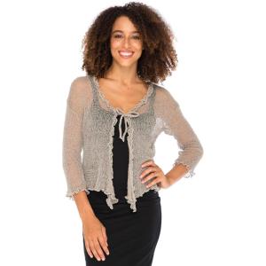 imageBack From Bali Womens Sheer Shrug Ruffle Cardigan Lightweight Sweater Bolero Arm CoverBeige