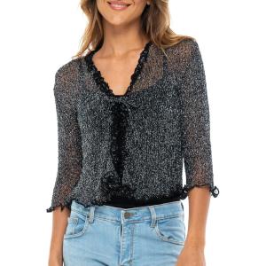 imageBack From Bali Womens Sheer Shrug Ruffle Cardigan Lightweight Sweater Bolero Arm CoverBlack Silver