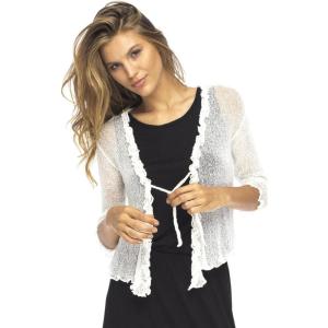 imageBack From Bali Womens Sheer Shrug Ruffle Cardigan Lightweight Sweater Bolero Arm CoverCream