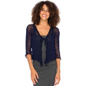 imageBack From Bali Womens Sheer Shrug Ruffle Cardigan Lightweight Sweater Bolero Arm CoverDark Navy