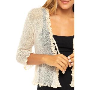 imageBack From Bali Womens Sheer Shrug Ruffle Cardigan Lightweight Sweater Bolero Arm CoverFrappe