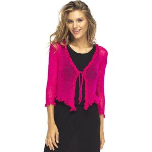 imageBack From Bali Womens Sheer Shrug Ruffle Cardigan Lightweight Sweater Bolero Arm CoverFuchsia