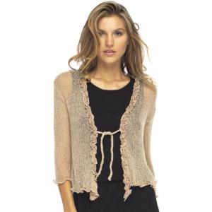 imageBack From Bali Womens Sheer Shrug Ruffle Cardigan Lightweight Sweater Bolero Arm CoverMocca
