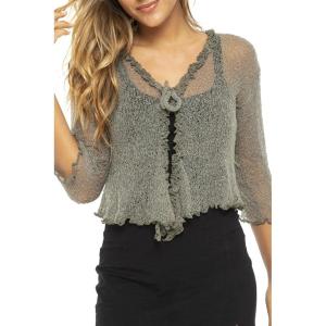 imageBack From Bali Womens Sheer Shrug Ruffle Cardigan Lightweight Sweater Bolero Arm CoverOlive