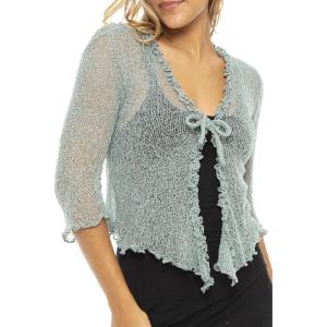 imageBack From Bali Womens Sheer Shrug Ruffle Cardigan Lightweight Sweater Bolero Arm CoverSage