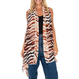 imageBack From Bali Womens Sleeveless Kimono Duster Sheer Chiffon Boho Cardigan VestAnimal Rust