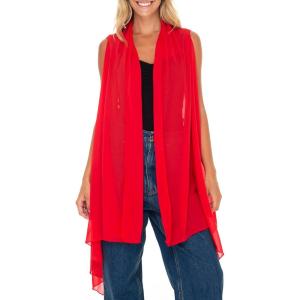imageBack From Bali Womens Sleeveless Kimono Duster Sheer Chiffon Boho Cardigan VestFiesta Red